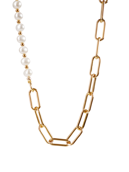 Metamorphosis Freshwater Pearl and Chain Necklace