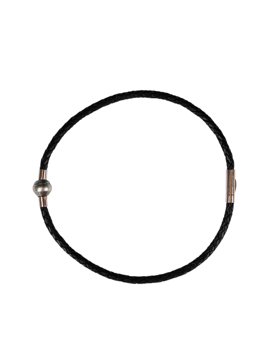 Berghain Italian Leather Stripe Tahitian/Edison Pearl Choker