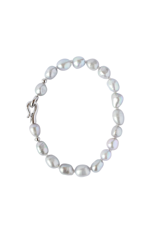 Nova Silver White Baroque Pearl Bracelet