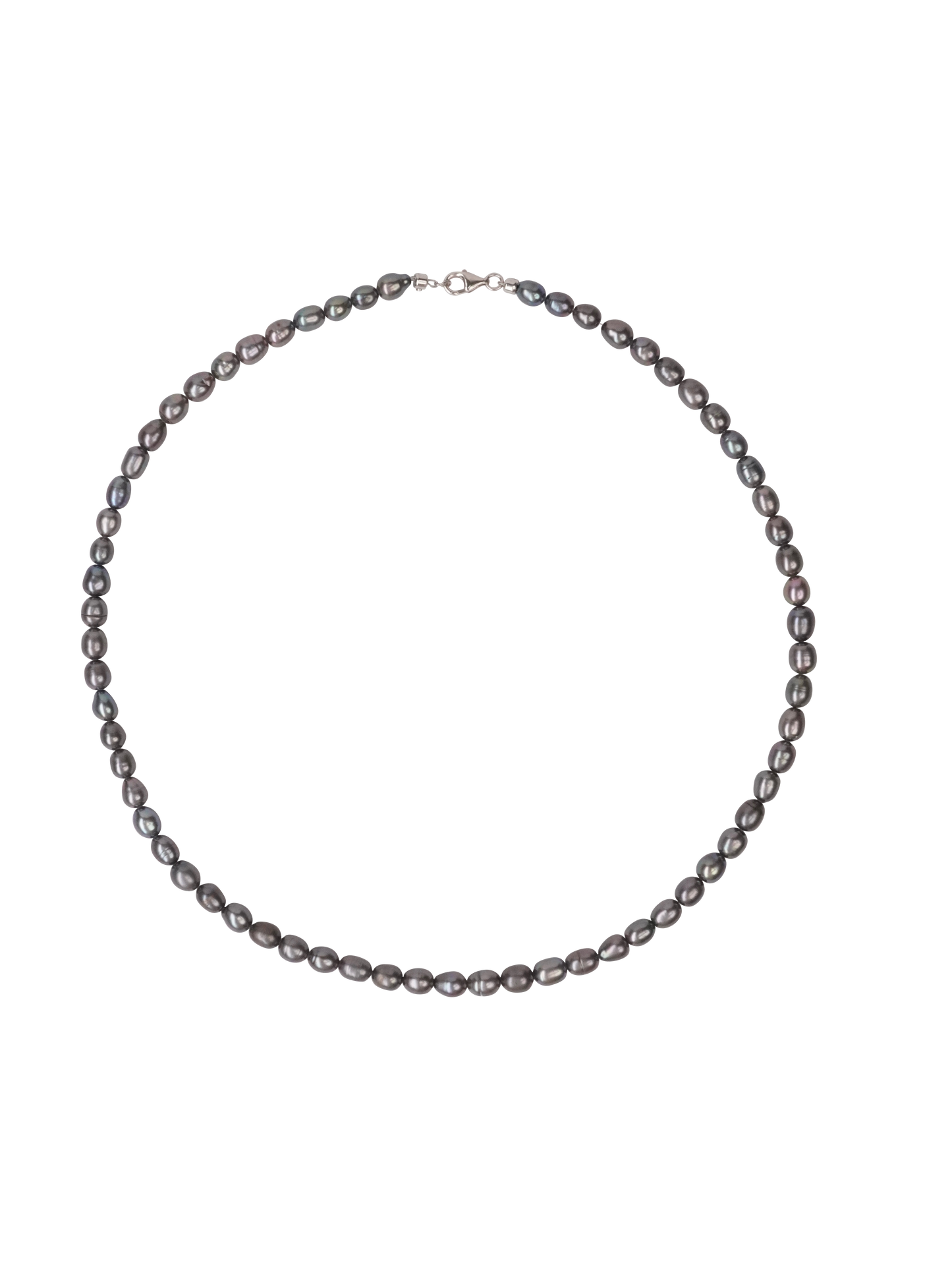 Martello Dark Silver Rice Pearl Necklace