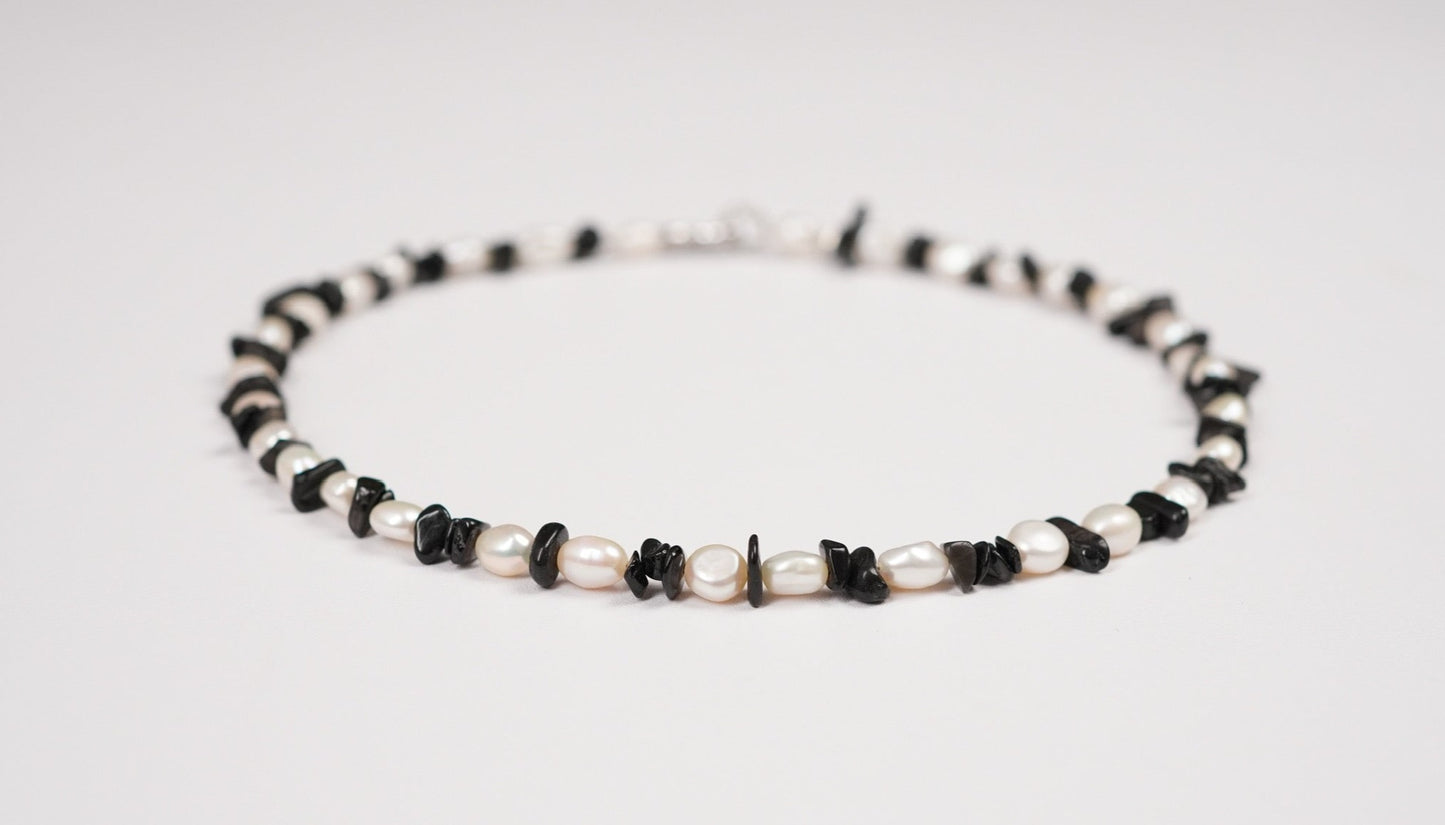 Zebra Baroque Pearl and Black Onyx Necklace