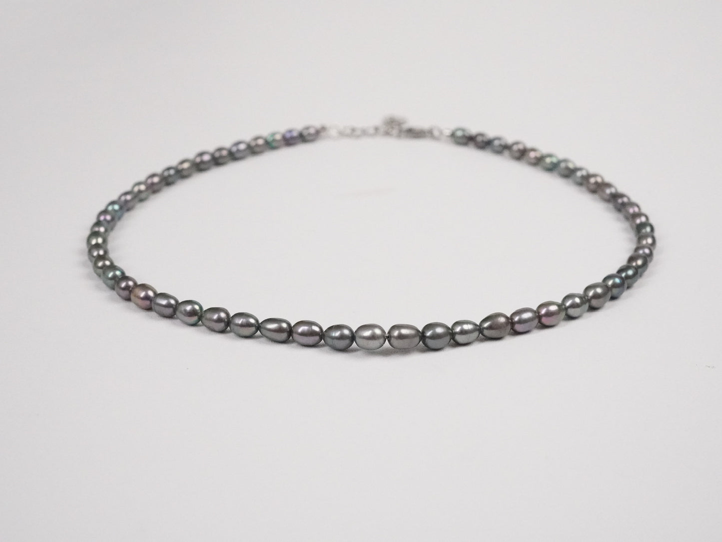 Martello Dark Silver Rice Pearl Necklace